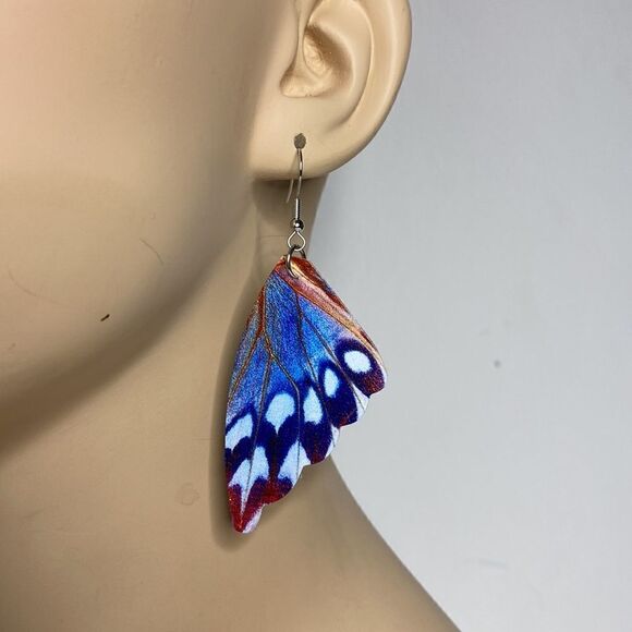 Butterfly Wing Faux Leather Earrings - Picture 2 of 4